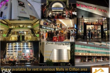 Shops available for rent in different malls in Clifton area